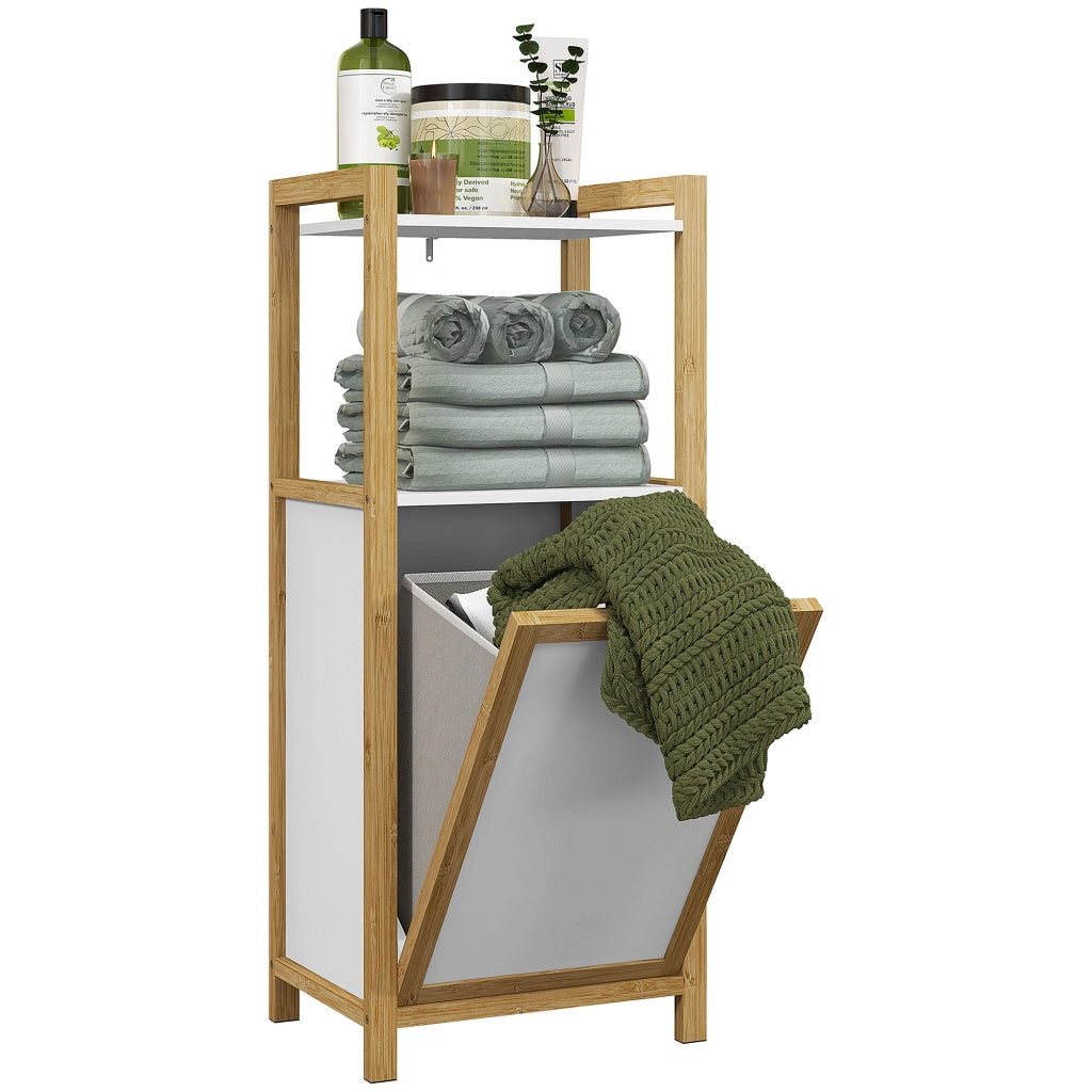 Mobiletto per bagno con cestello in bamb¨´ ¨C zephmum ¨C 40x30x86,5 cm