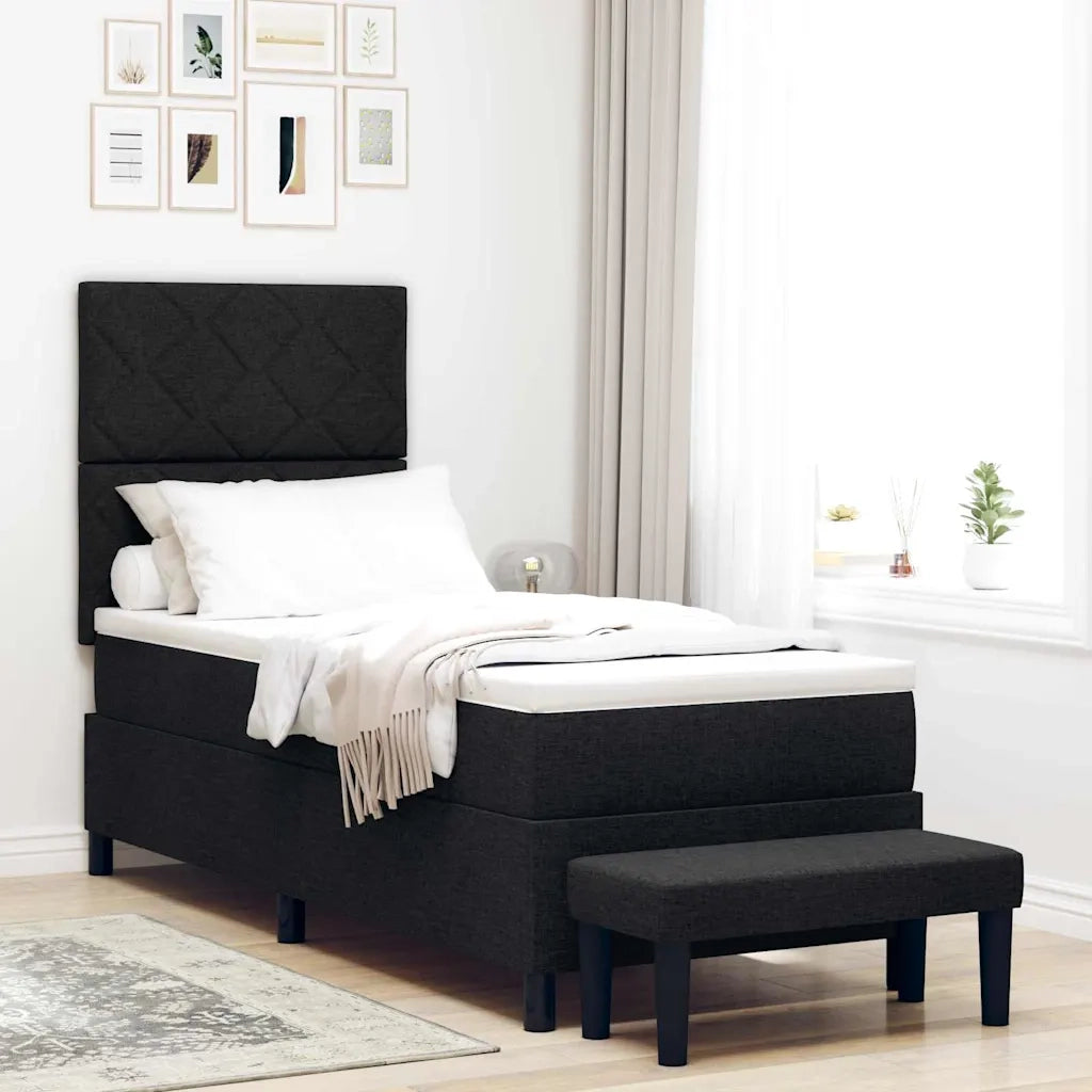 Letto a molle con materasso Nero 80 x 200 cm Tessuto