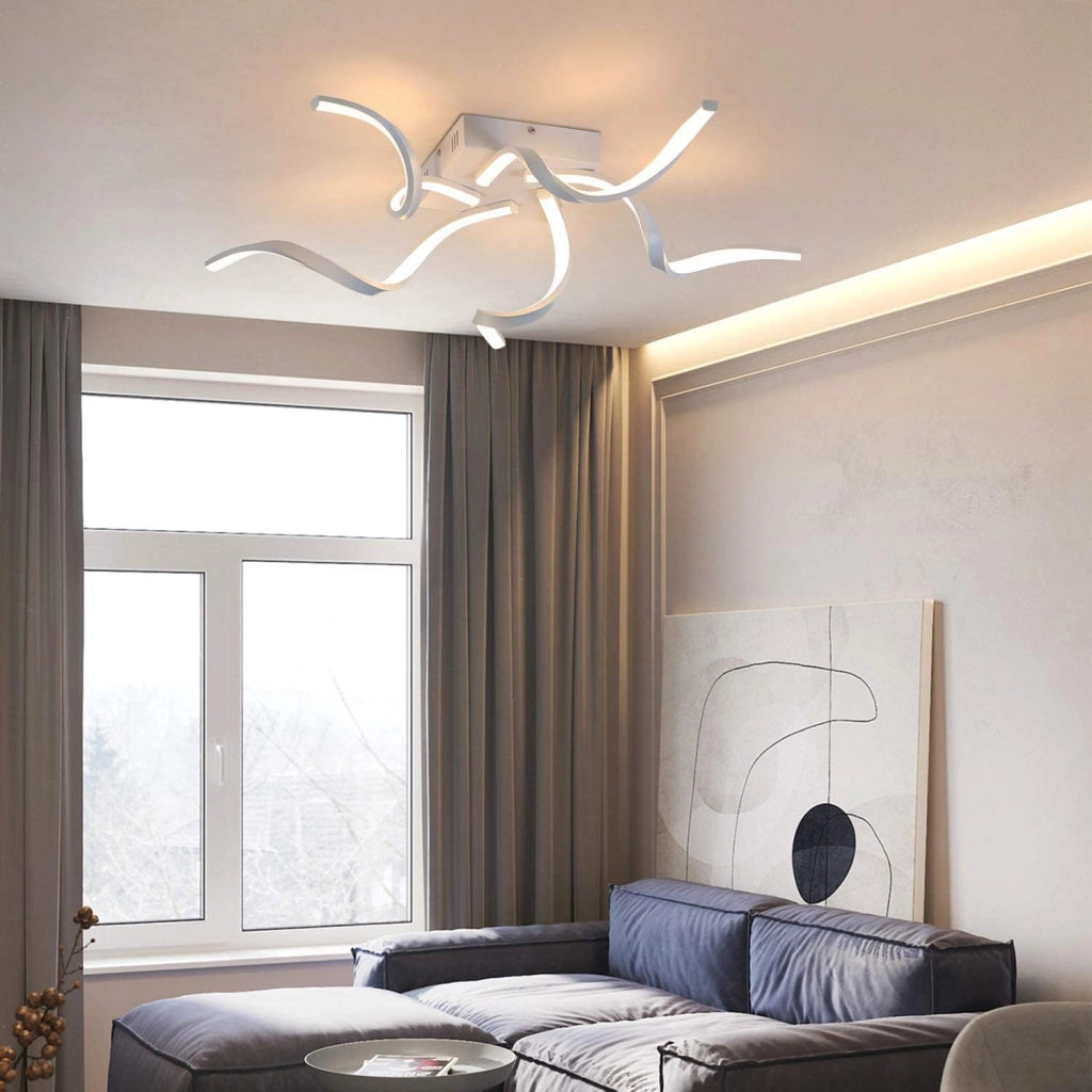 ZMH Lampada da soffitto plafoniera LED moderna 65cm forma onda telecomando per soggiorno