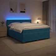 Letto con Box Spring, Materasso e LED Blu 140 x 200 cm Velluto 3452190