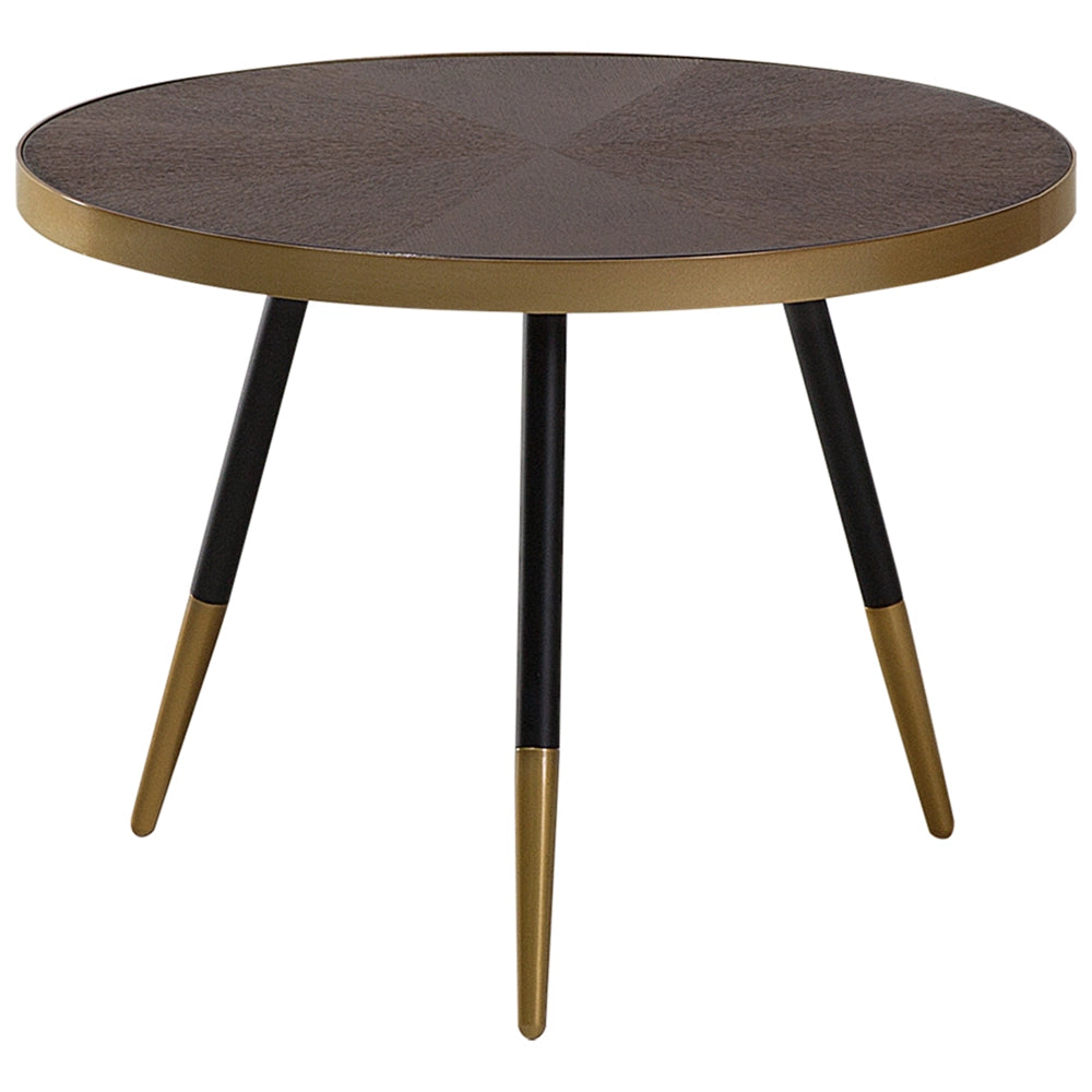 Tavolino effetto legno di frassino scuro ø 61 cm Base oro Soggiorno