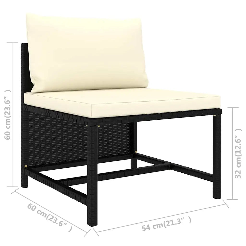 Set Divani da Giardino 12 pz con Cuscini in Polyrattan Nero 3059803