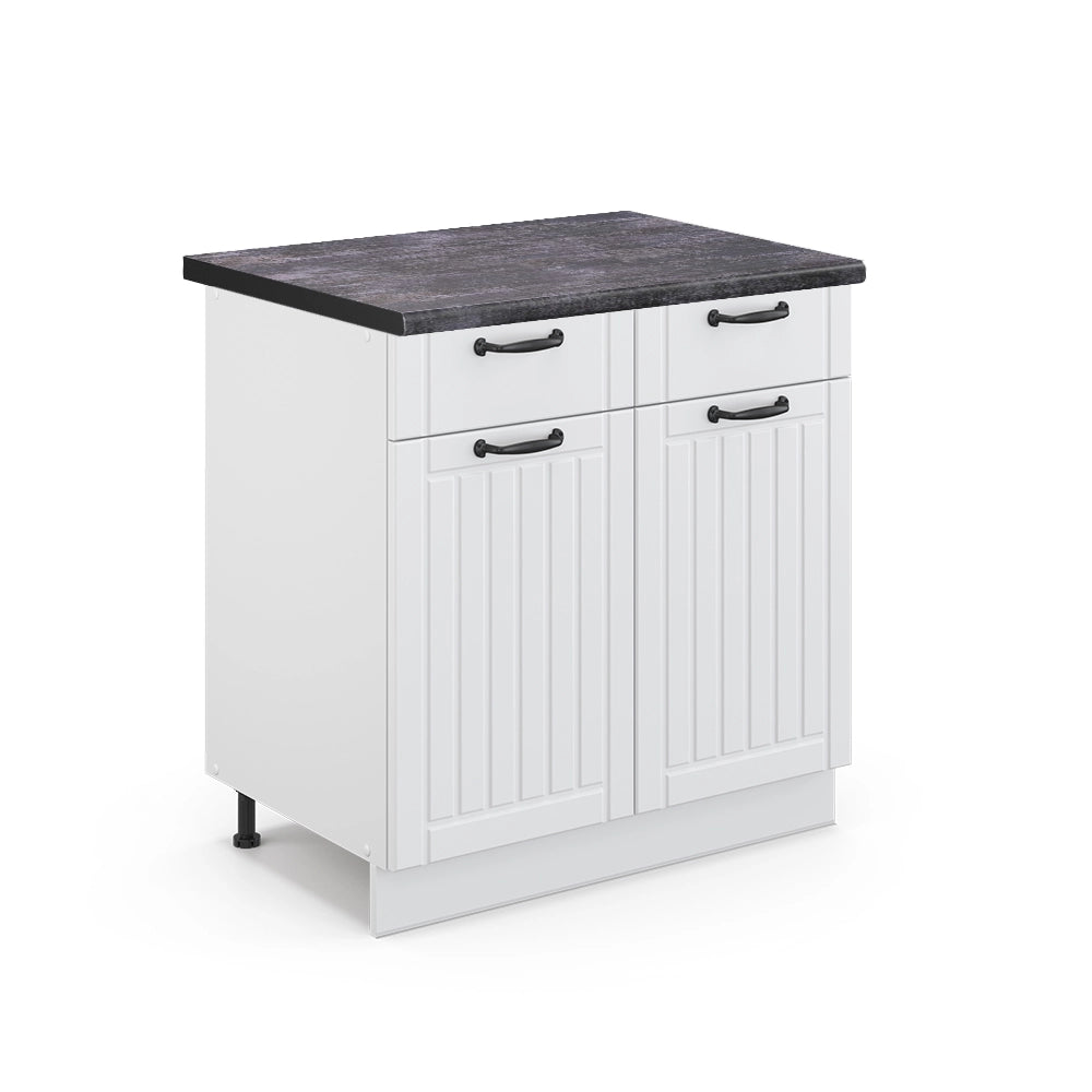 Mobiletto base per cucina Fame-Line Bianco rustico/Bianco 80 cm, PL Antracite Vicco