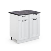 Mobiletto base per cucina Fame-Line Bianco rustico/Bianco 80 cm, PL Antracite Vicco