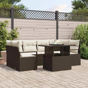 Set Divano da Giardino con cuscino 7 pcs Marrone polyrattan 3348754
