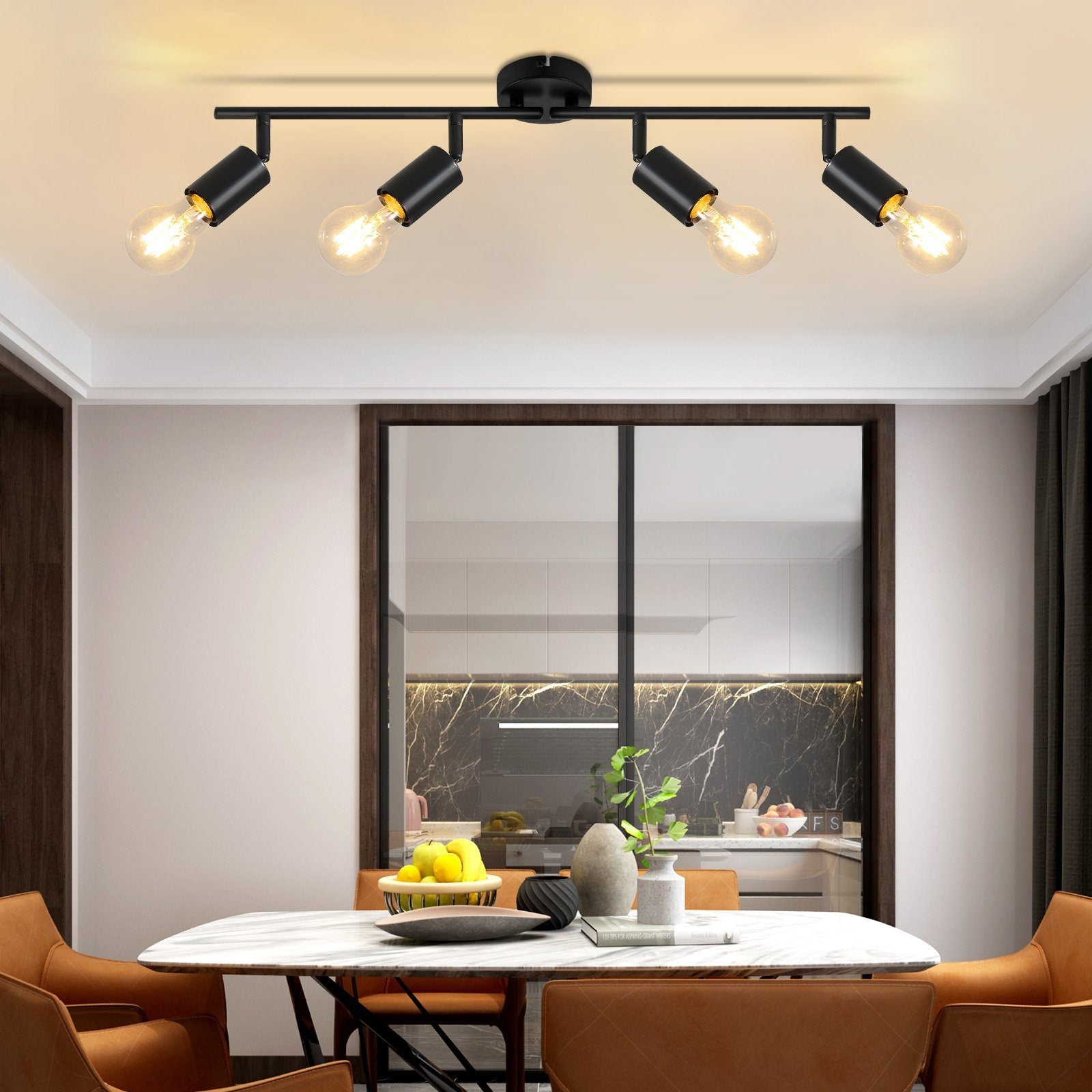 ZMH Faretto da soffitto nero - Lampada da soffitto con faretti E27 orientabili a 350° per camera da letto vintage