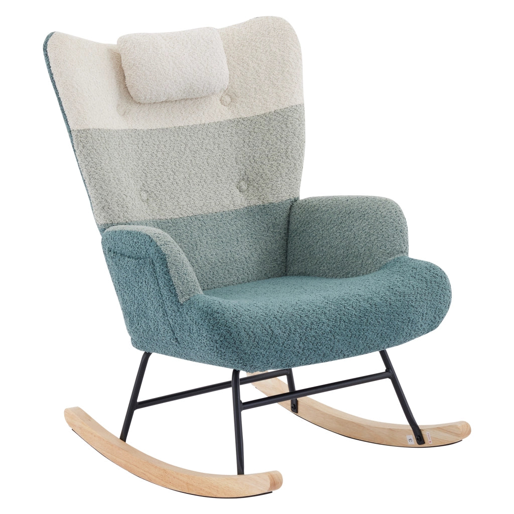 Sedia a dondolo patchwork - Zephmum- Gambe in legno di gomma, struttura in ferro