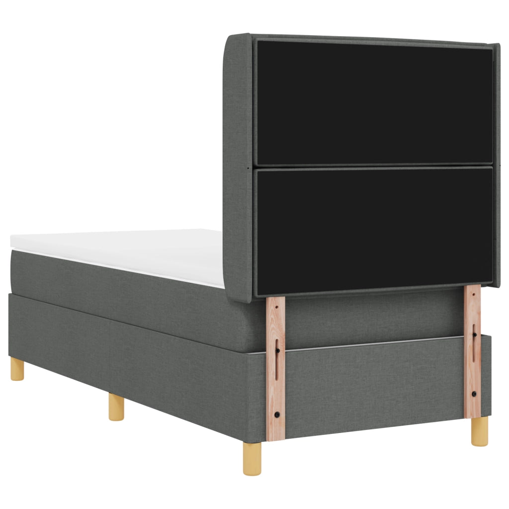 Letto Box Spring con Materasso e LED Grigio Scuro 100x200 cm Tessuto