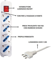 MULTIPRESA 4 POSTI SHUKO CINTERRUTTORE