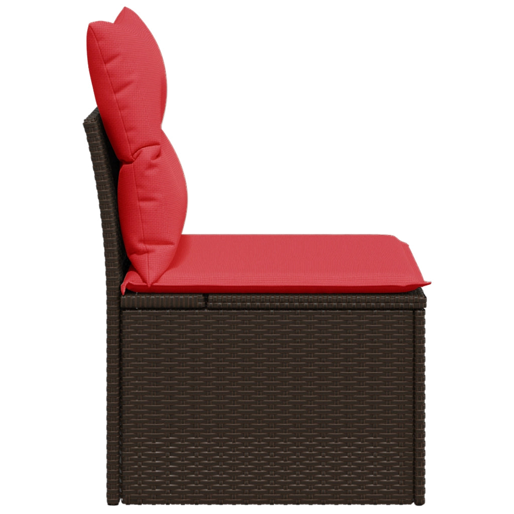 Sedia da giardino senza braccioli con cuscini marrone in polyrattan 366238