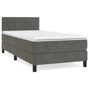 Letto singolo | Letto per adulti | Giroletto a Molle con Materasso Grigio Scuro 90x200 cm Velluto