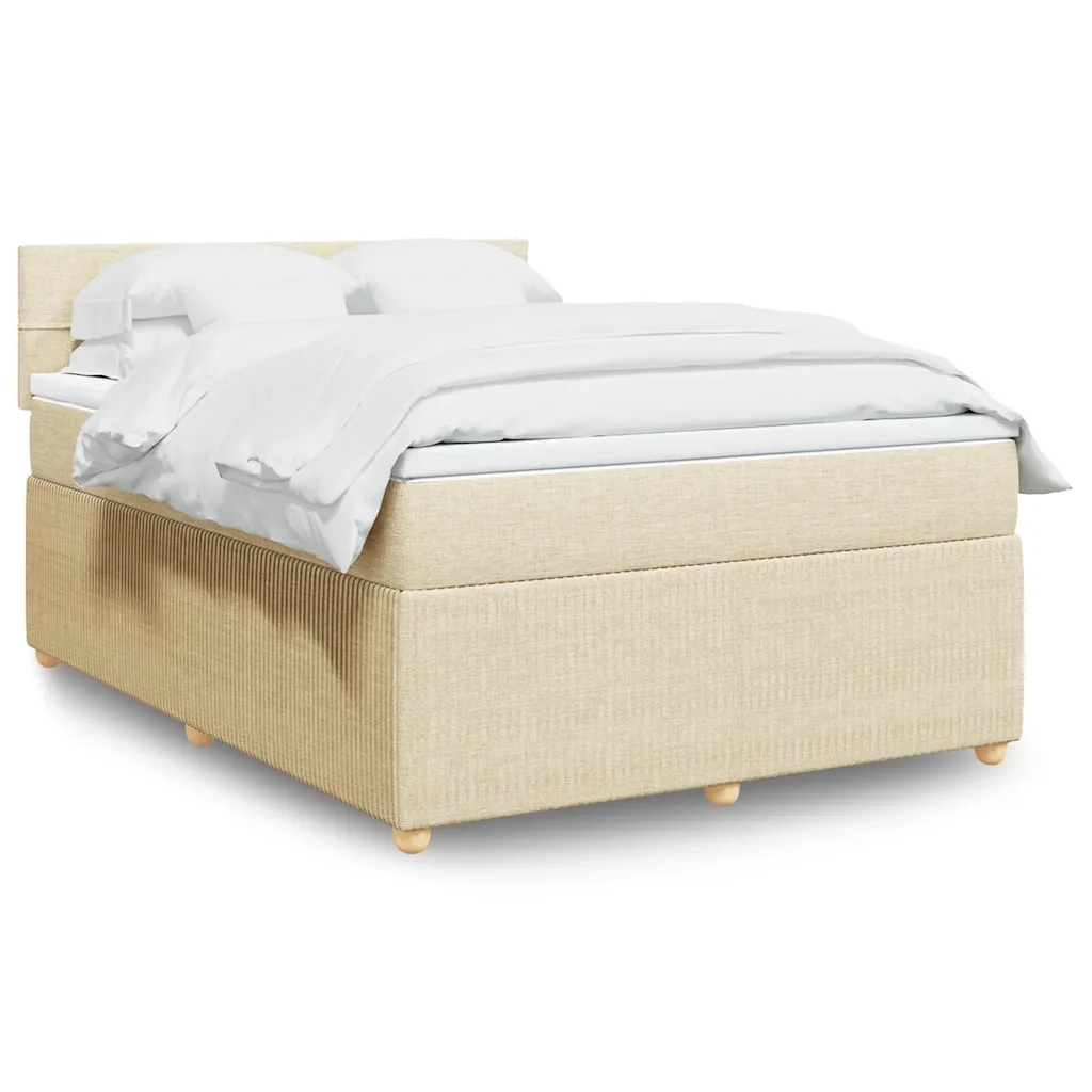 Giroletto a Molle con Materasso Crema 140x200 cm in Tessuto