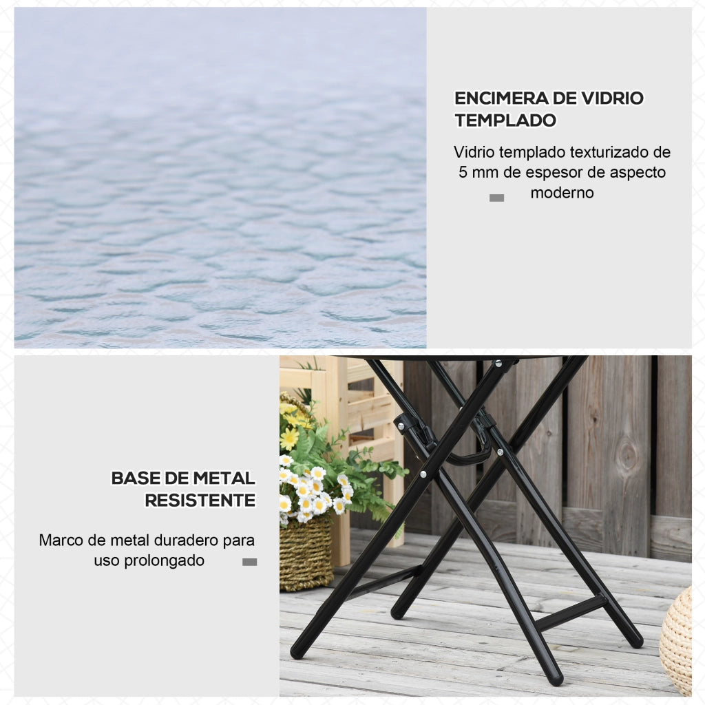 Tavolo rotondo pieghevole in vetro ¨C zephmum ¨C nero ?45x50 cm