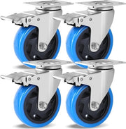 Ruote industriali con pignoni - 100 mm - Rotazione 360° - Silenziose - Capacità di carico 600 kg - Set da 4 ruote da carico pesante