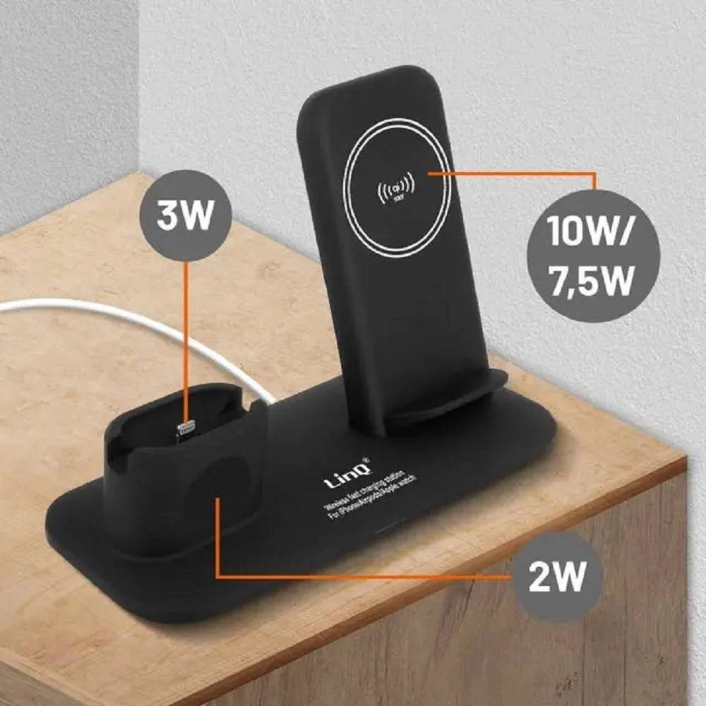 Trade Shop - Stazione Di Ricarica Rapida Wireless 3 In 1 Per Iphone Apple Watch Airpods W8899 -