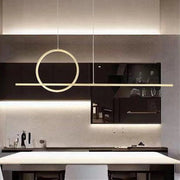 Trade Shop - Lampadario A Sospensione Led 48w Design Cerchio Linea Oro Ip20 Cucina Luce 4000k 33573 -