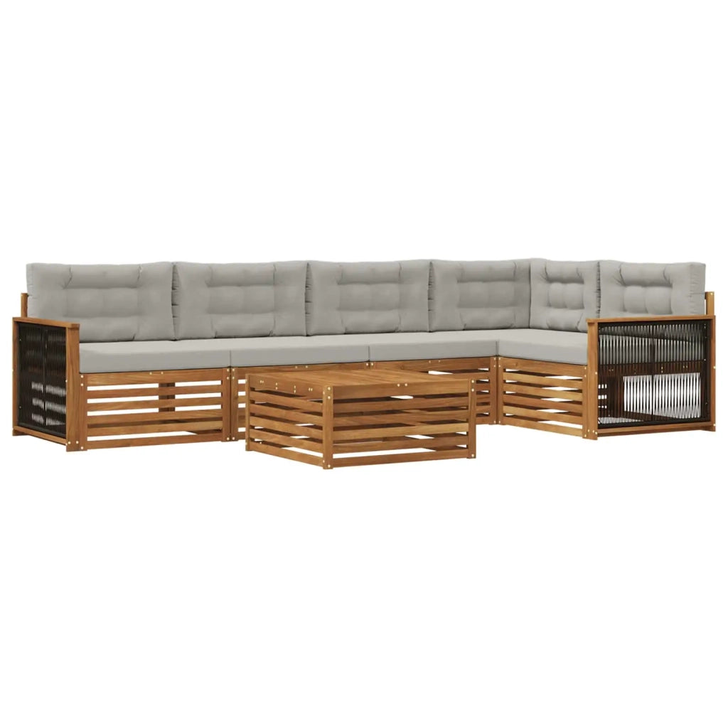 Set di divani da esterno 6 pz Naturale e Grigio Chiaro 3383384