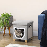 CUCCIA PER GATTI con cuscino e tiragraffi, grigio, MDF