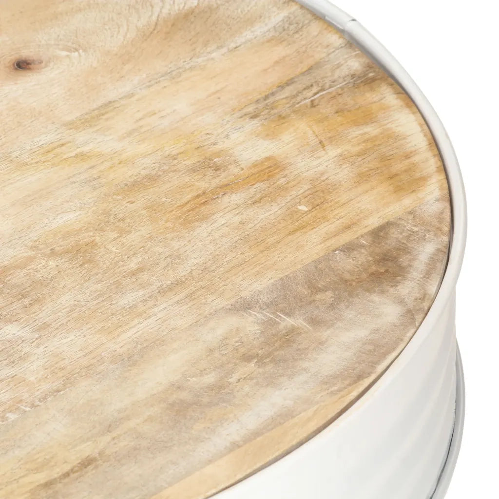 Tavolino Bianco 68x68x36 cm in Legno Massello di Mango 321932