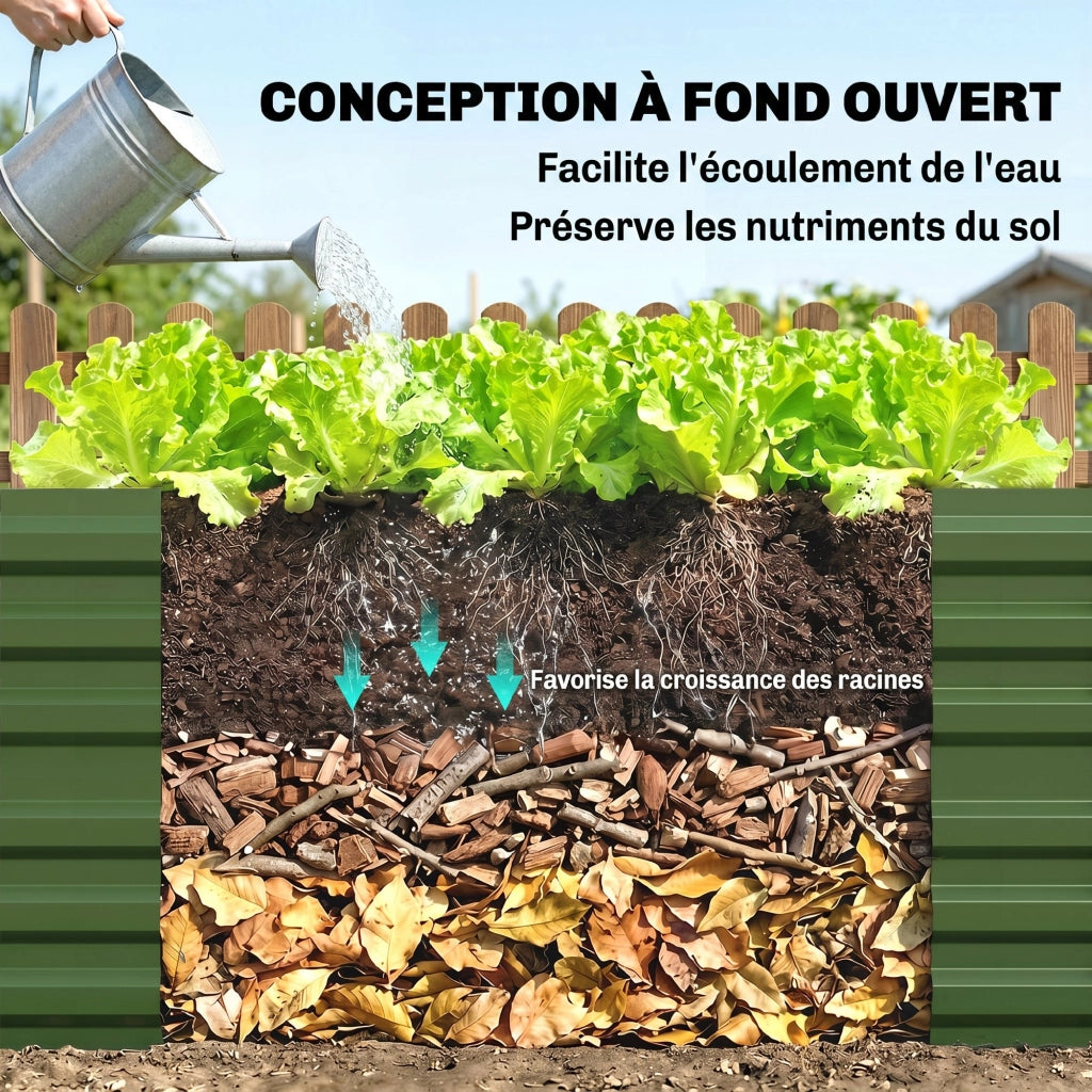 Carr¨¦ da giardino rettangolare ¨C zephmum ¨C grigio acciaio galvanizzato 180x90x59 cm