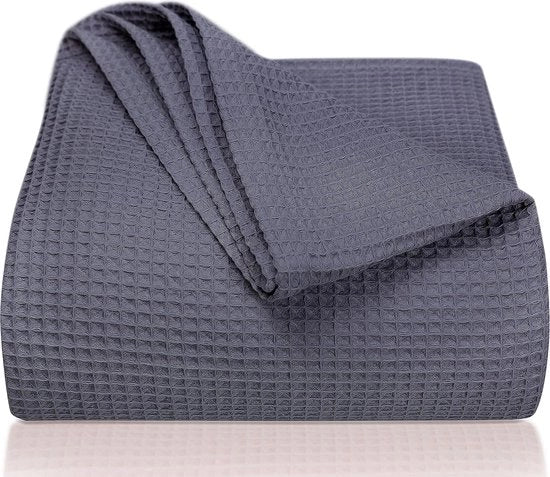 Sprei Premium 240 x 260 cm, XXL, wafelpiqué, 100% cotone, deken da letto leggero, wafellook, deken in cotone per letto, divano e tavolo da pranzo, colore antracite