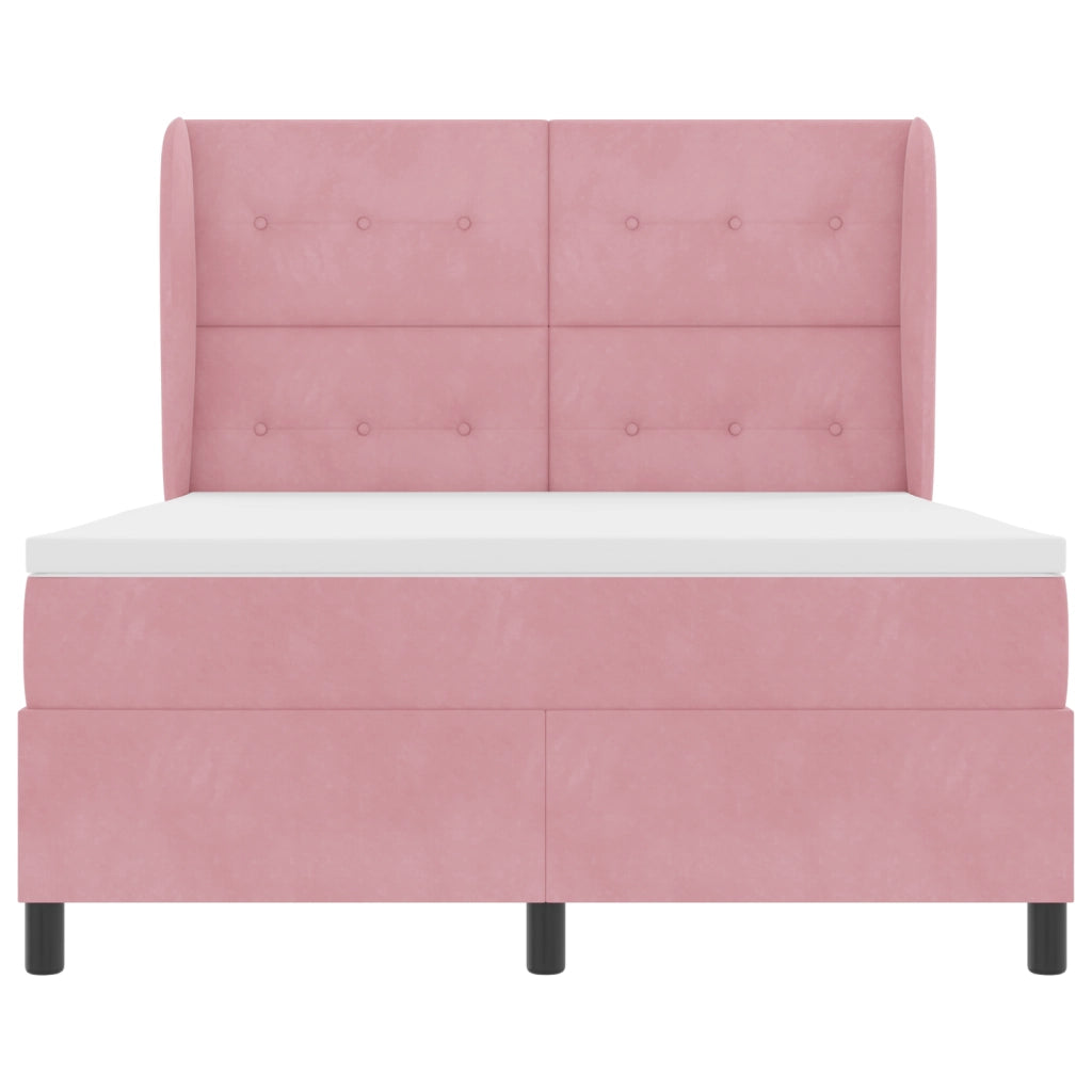 Letto con Rete a Molle Rosa 160x200 cm Velluto