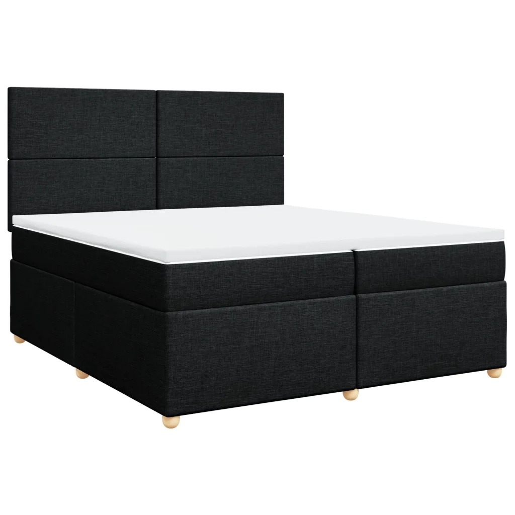Giroletto a Molle con Materasso Nero 200x200 cm in Tessuto