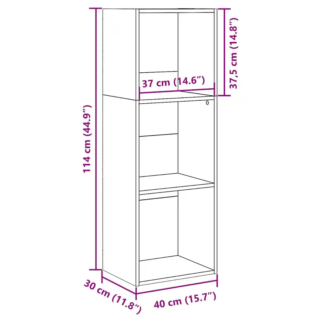 Libreria-Scaffale per Libri-Mobile di Stoccaggio Bianca 40x30x114 cm in Legno Multistrato