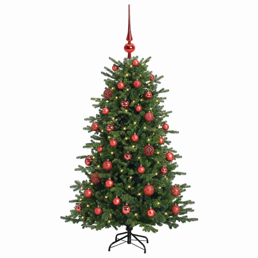 Albero di Natale artificiale con palline 120 cm 150 LED 3465885