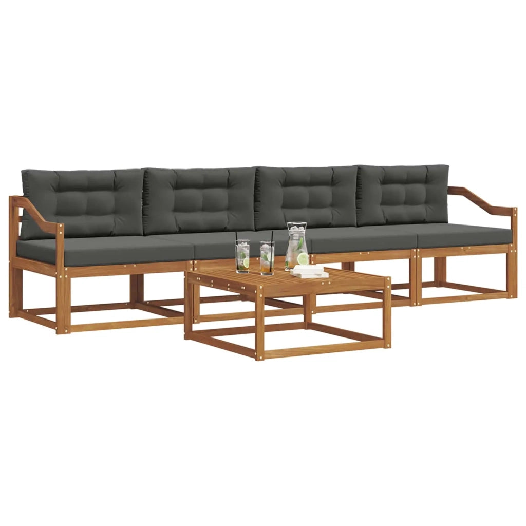 Set di divani da esterno con cuscino 5 pcs Naturale e Antracite