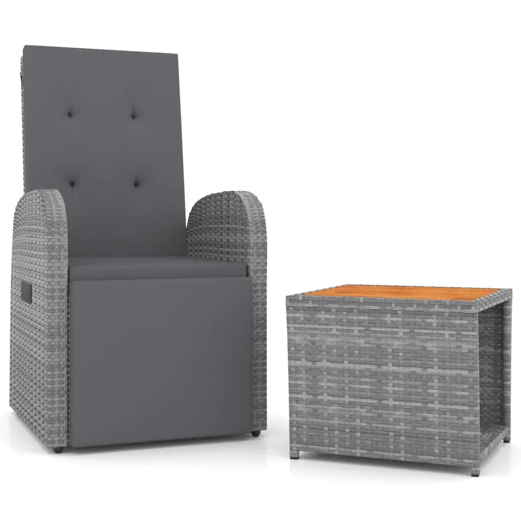 Set Mobili Giardino 2pz Grigio Polyrattan Legno Massello Acacia 3157657