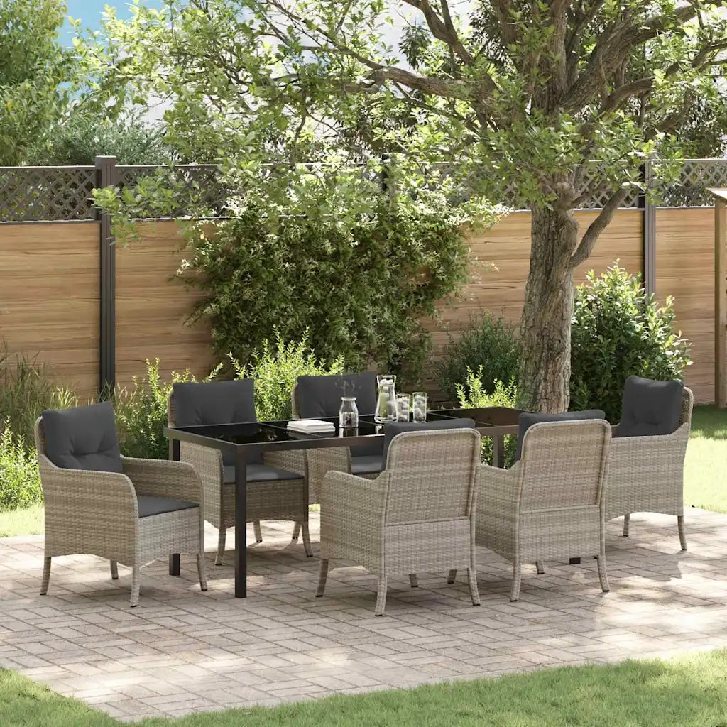 Set da Pranzo per Giardino 7 pcs Grigio chiaro polyrattan 3380188