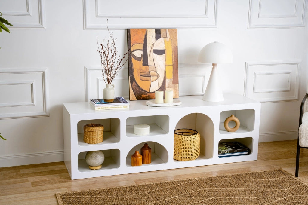 Credenza in legno "Ferlis" - 160 x 40 x 51 cm - Bianco