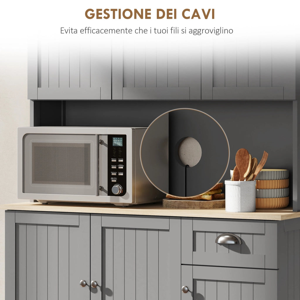 Armadio Dispensa con Mensole Regolabili e Cassetto ¨C Zephmum ¨C Legno Grigio 101x39x180 cm