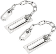 Sistema di chiusura di sicurezza per porte interne - Set di 2 - Dimensioni 85 mm x 37 mm - Chiusura di sicurezza per porte interne - Catena di sicurezza in acciaio inossidabile - Blocco di sicurezza - Antifurto