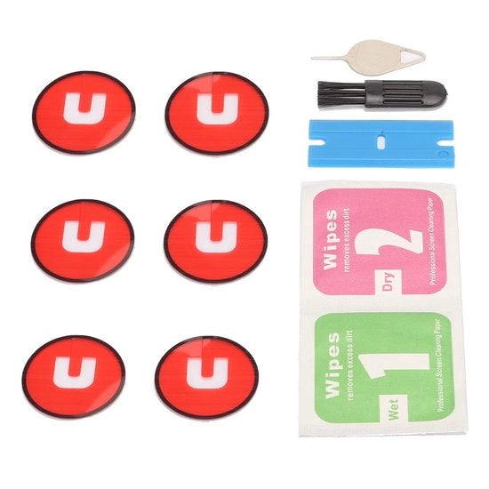 Set di adesivi per orologio 6 pezzi - Laccio per orologio - Adesivo per retroporta - Per Watch Active 2 - Materiale plastico - Incluso rasoio per plastica - Carta di pulizia - Adesivo per orologio