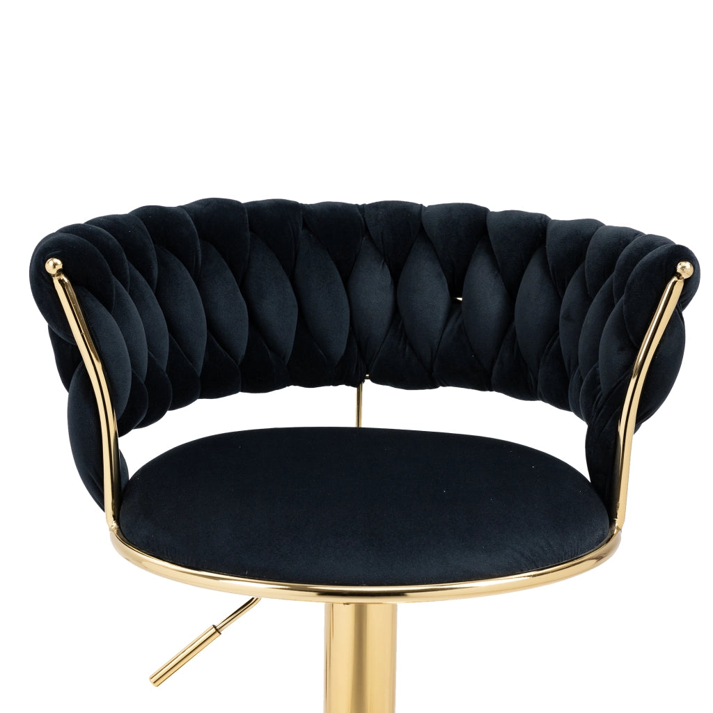 Set di 2 sgabelli da bar girevoli 360° con altezza regolabile e schienale - in velluto nero