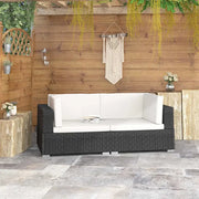 Poltrone Modulari ad Angolo con Cuscini 2 pz Polyrattan Nero 897446