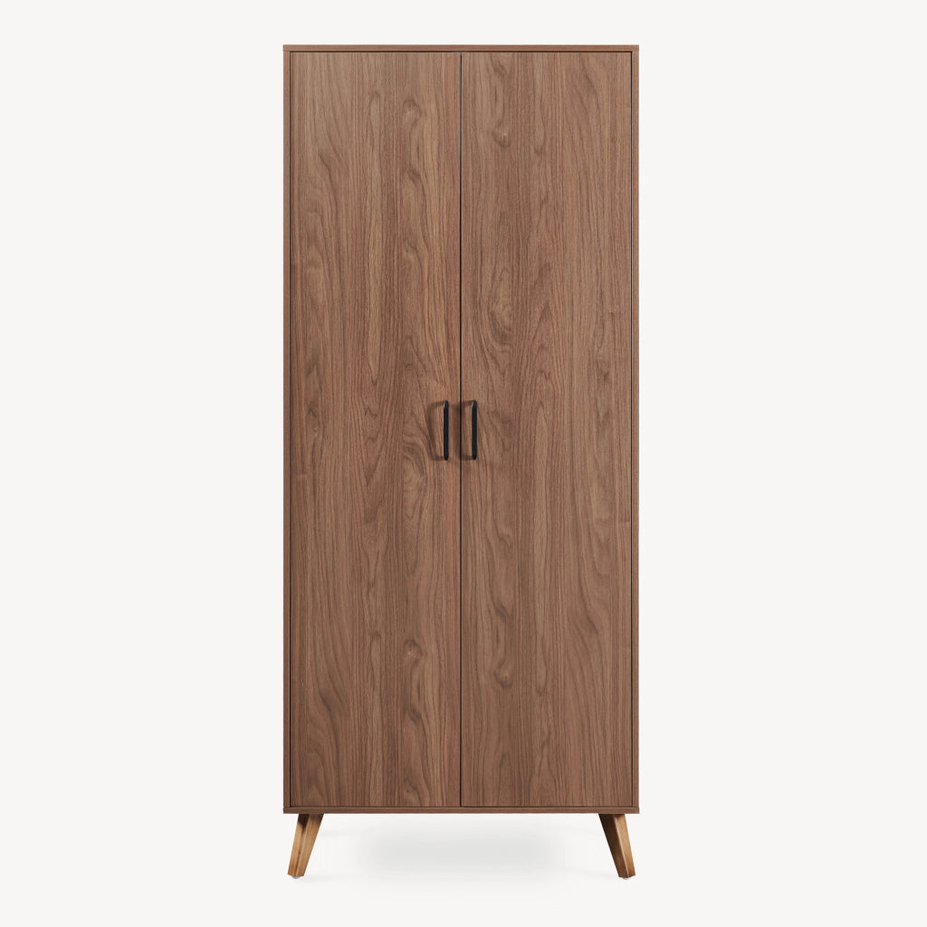 Armadio Guardaroba Norg con 2 Ante e Scomparto 191x80x52 cm - Effetto Noce [en.casa]