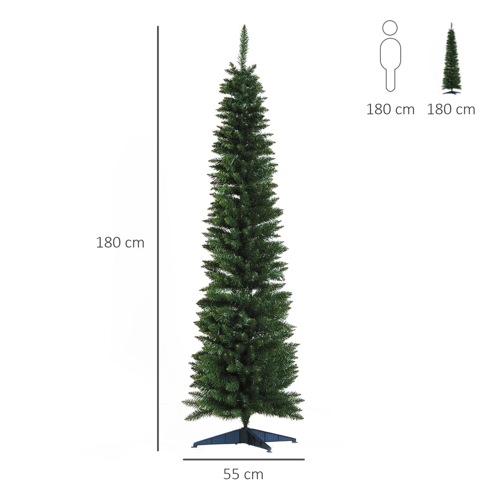 Albero di Natale Artificiale Stretto 180 cm ¨C zephmum ¨C Verde con 390 Rami e Base Scomponibile