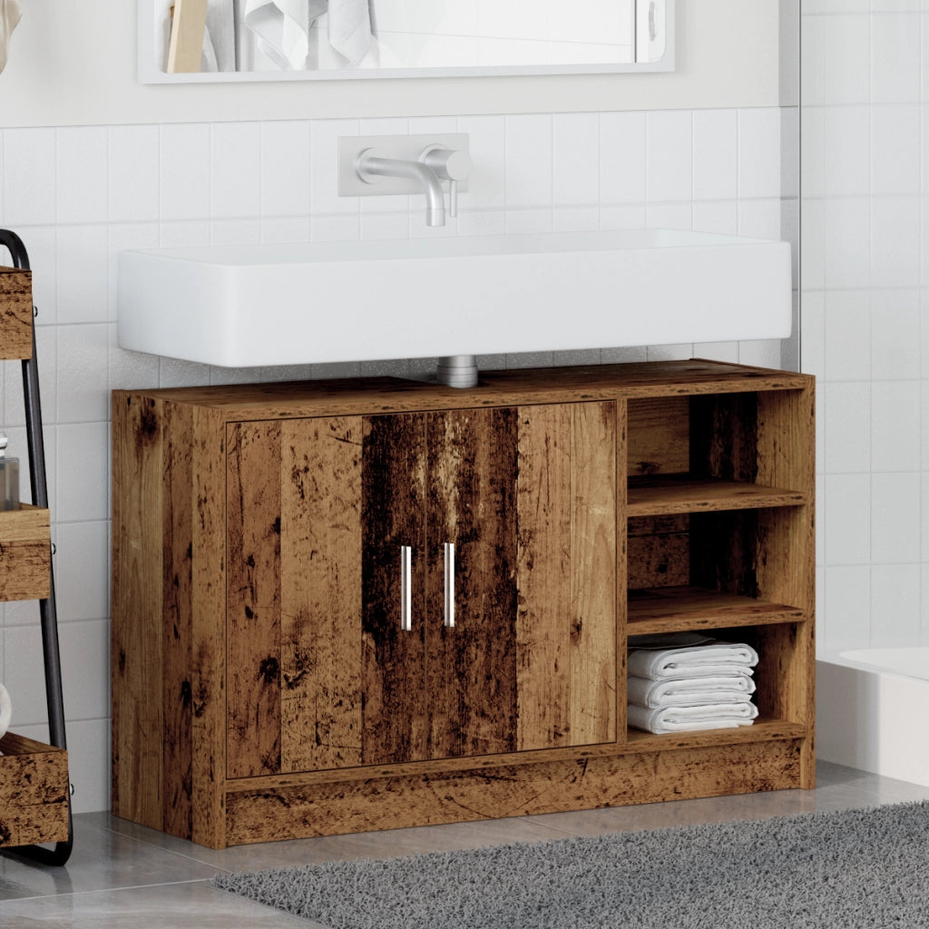 Mobiletto per Lavabo Legno Invecchiato 90x29x55 cm Legno Ingegnerizzato