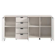Madia Paglieta, Credenza 3 Ripiani, 182.5x40x90.5h cm Bianco Crema