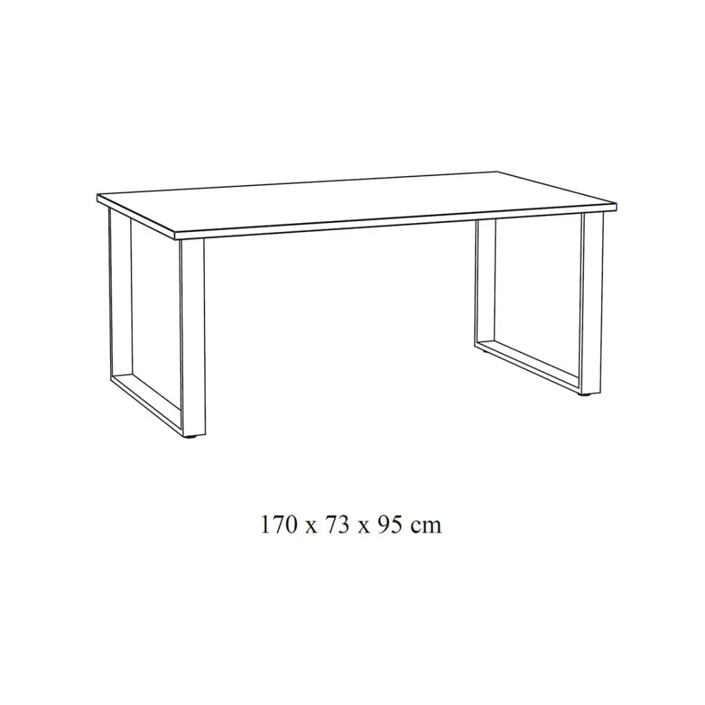 Tavolo da pranzo per 8 persone, collezione NEWTON, colore rovere chiaro. Gambe in metallo.