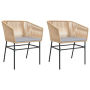 Sedie da Giardino 2 pz | Sedie da Esterno con Cuscini Marrone in Polyrattan