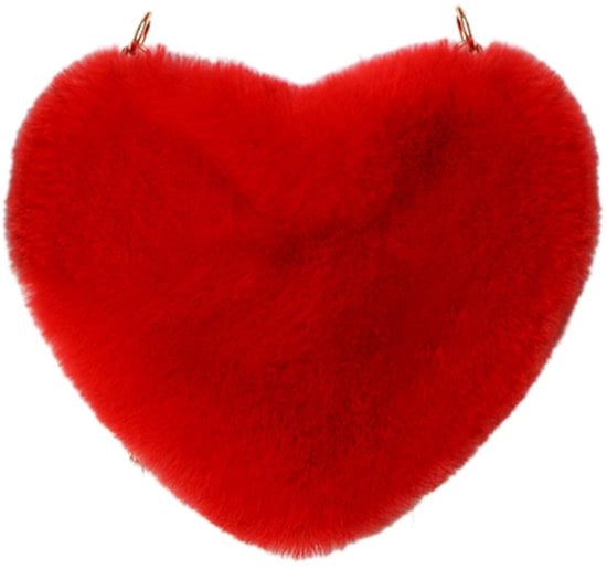 Borsa Plush a Cuore - Rosso - 20 x 25 cm - Comoda - Adatta a Diverse Occasioni - Borsa del Cuore - Borsa