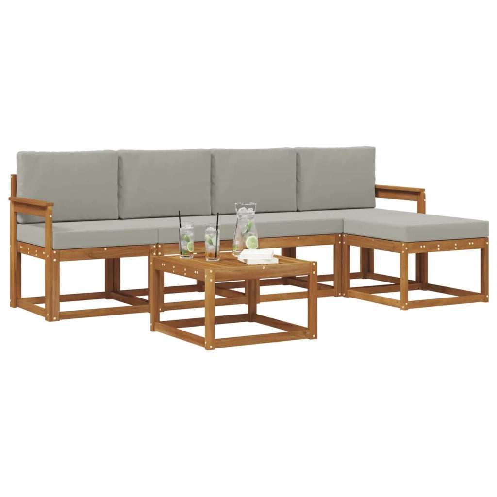 Set di divani da esterno 6 pcs Grigio Naturale e Chiaro 3366279