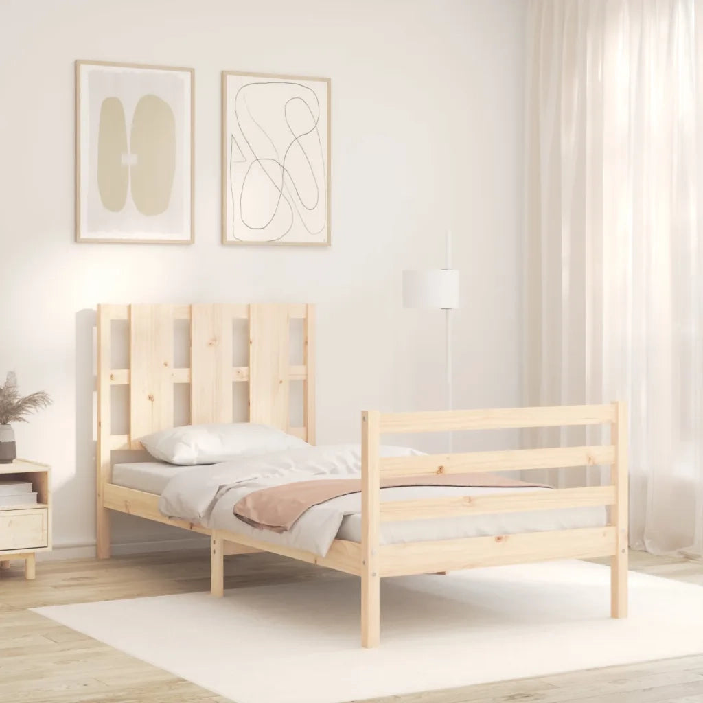 Giroletto con Testiera-Struttura Letto con testiera 100x200 cm in Legno Massello 511835