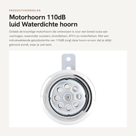 Claxon a Motor 110 dB - Acustico Universale - Accessori per Bicicletta - Parlatore - Coperchio con Verniciatura a Cera - Resistente ai Shock