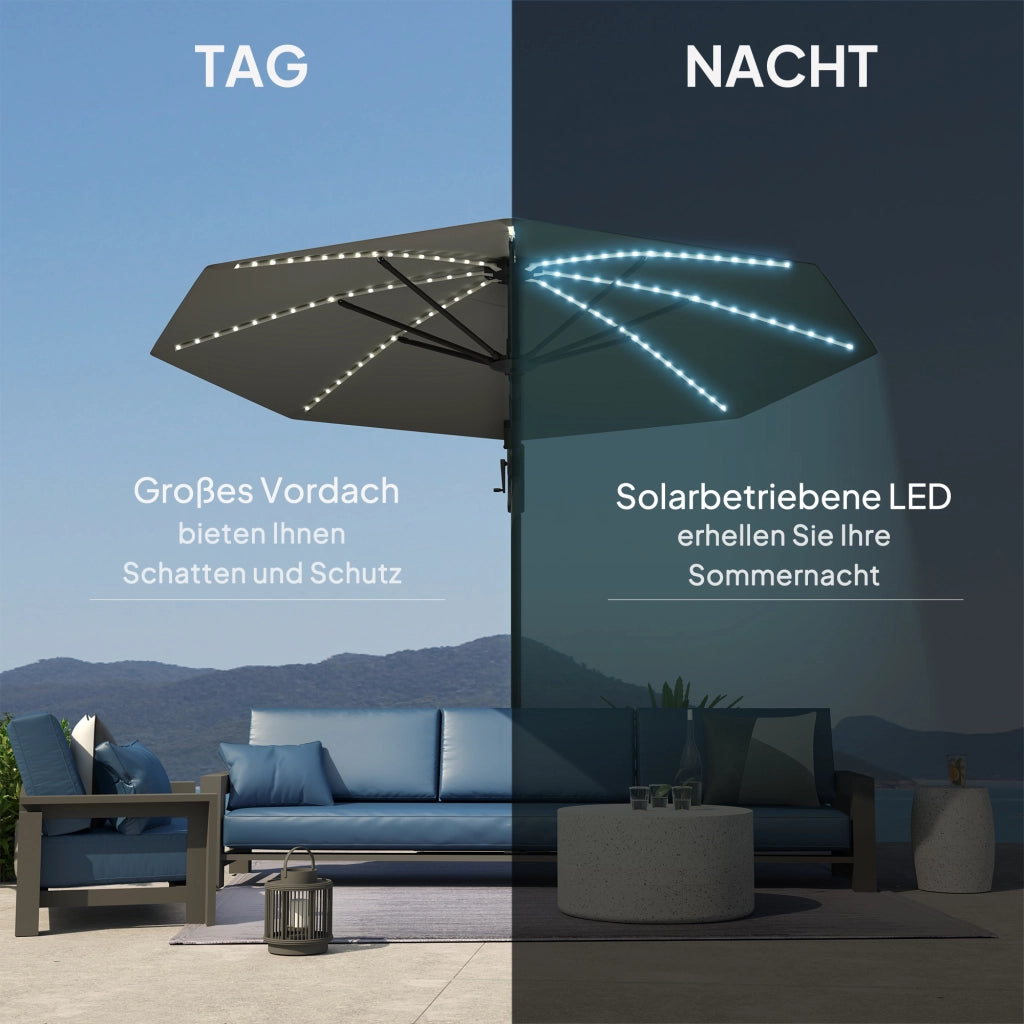 Ombrellone da giardino LED solare ¨C zephmum ¨C 300 cm regolabile in altezza grigio antracite