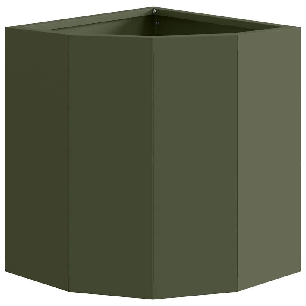 Fioriere | Cassetta per fiori | Vaso d'angolo Oliver verde 30 x 30 x 35 cm Acciaio